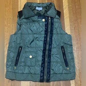 Tractr Girls Green Vest Faux Leather Details